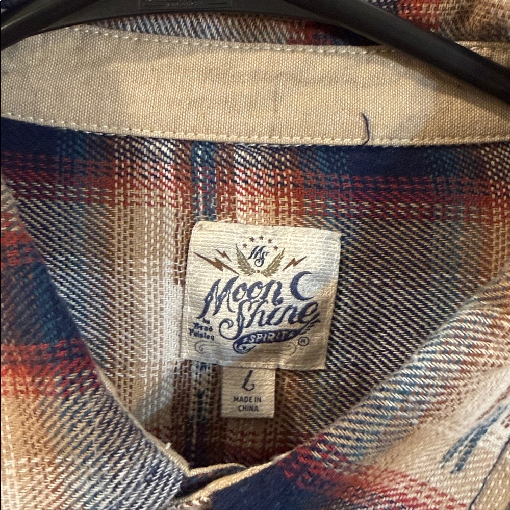MOONSHINE SPIRIT MEN'S SUNBURST PLAID PRINT LONG SLEEVE BUTTON-DOWN FLANNEL LG - Picture 5 of 9